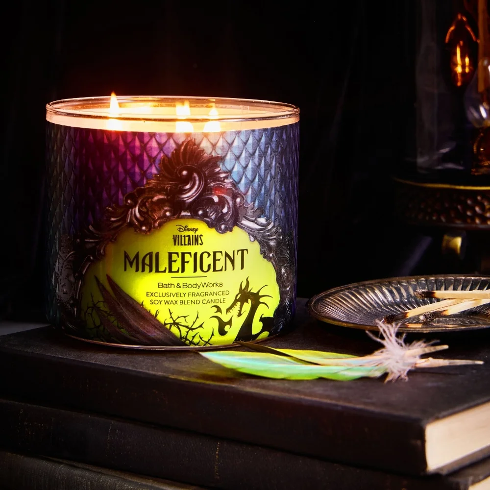 Bath & Body Works Disney Villains Maleficent Fancy Lid 3-Wick Candle New RARE